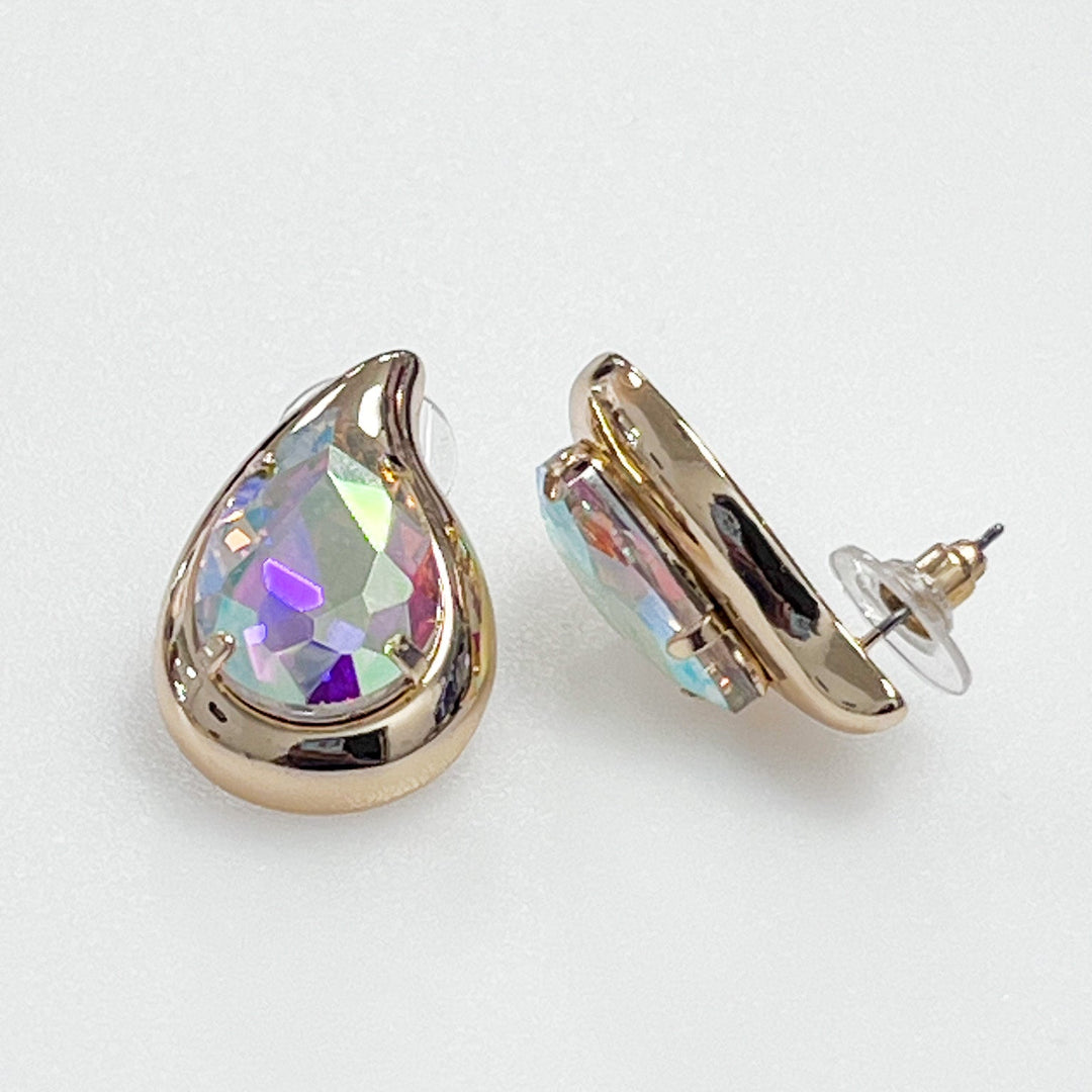 Piper - AB Teardrop Chunky Stud Earrings (Gold)