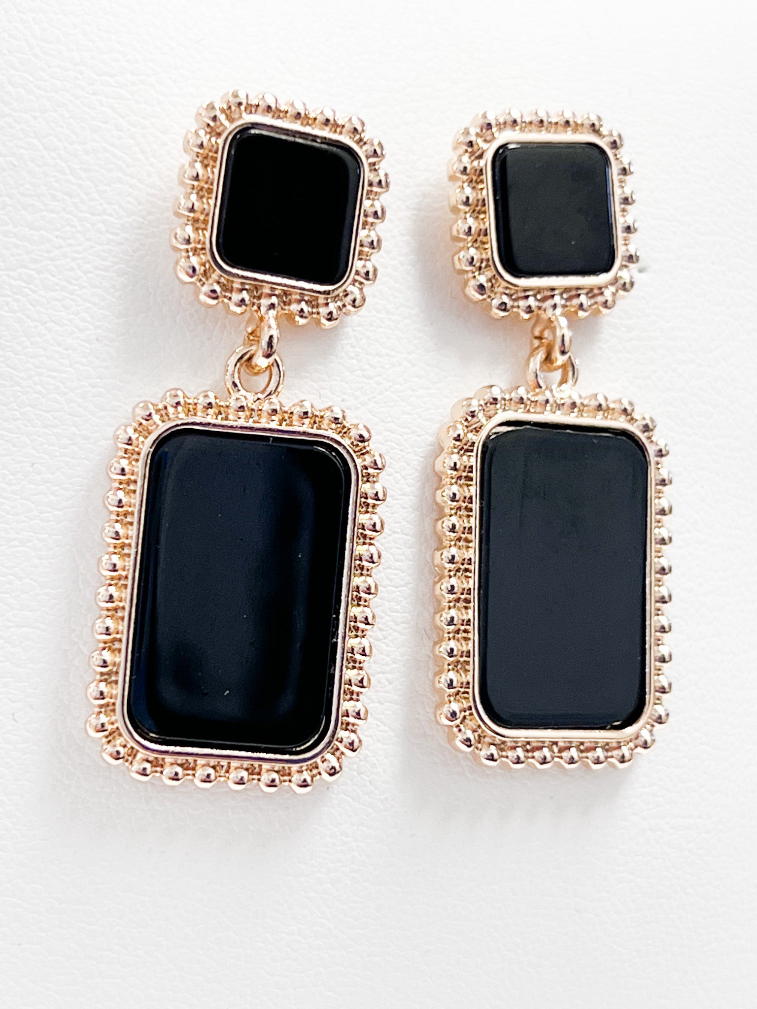 Ruby - Black + Gold Drop Earrings