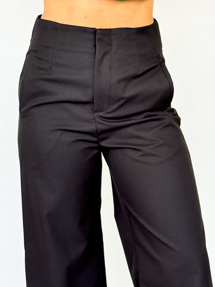 Chandler - High Waist Straight Leg Pant (Black)
