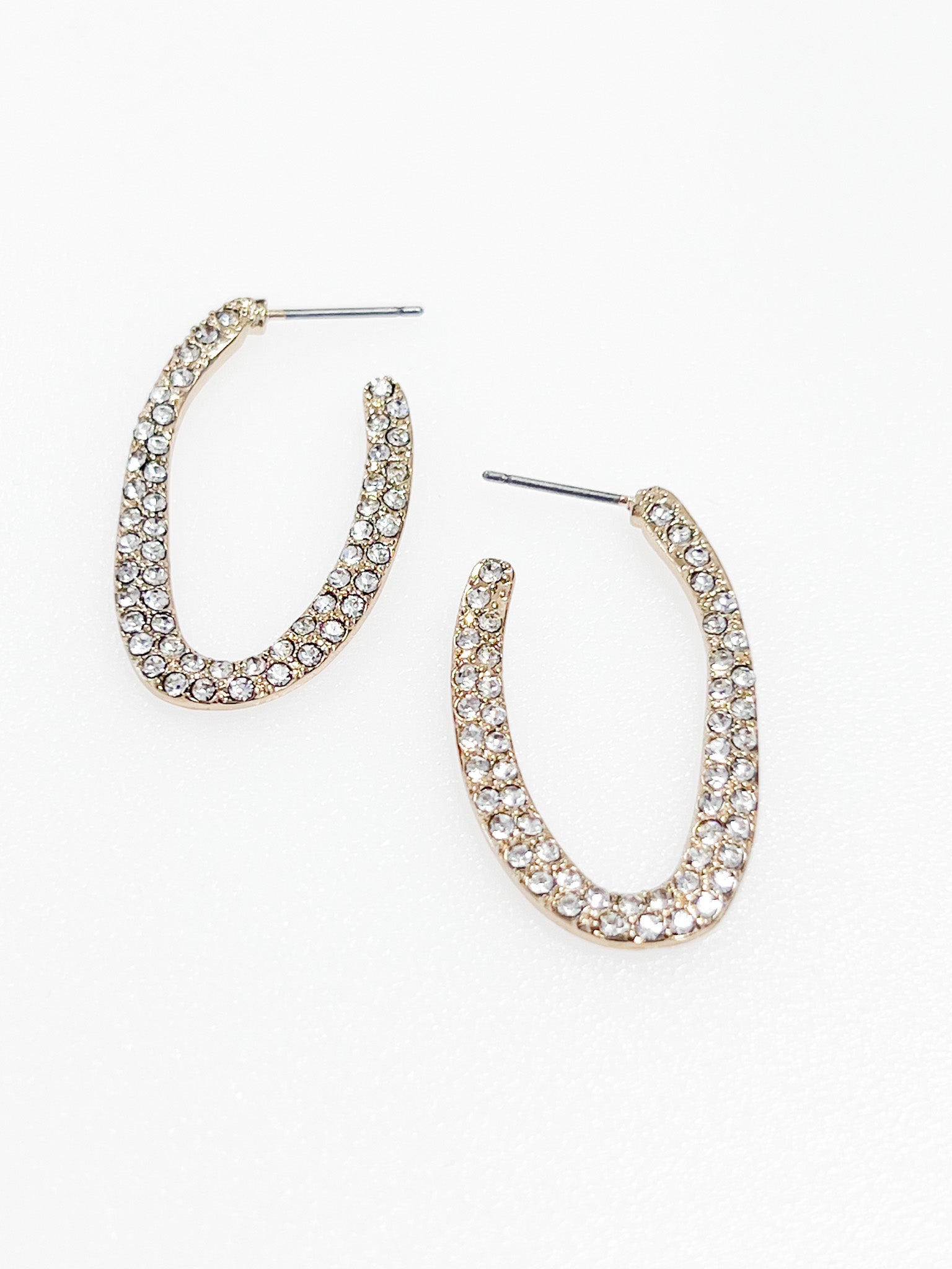 Cora - Rhinestone Oval Hoop Earrings