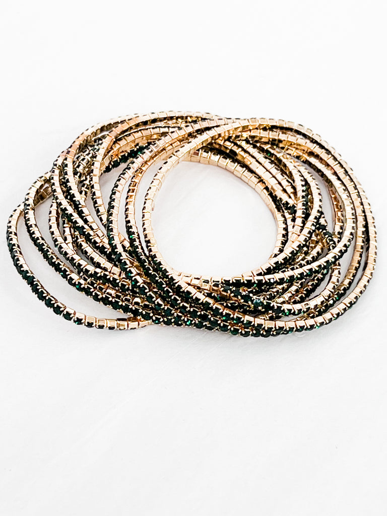 Aria - Rhinestone Bracelet Set (Emerald)