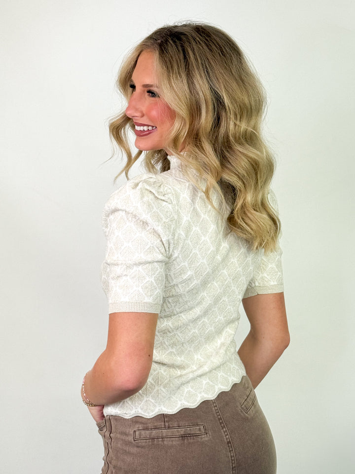 Atalia - Gold Lurex Mock Neck Top