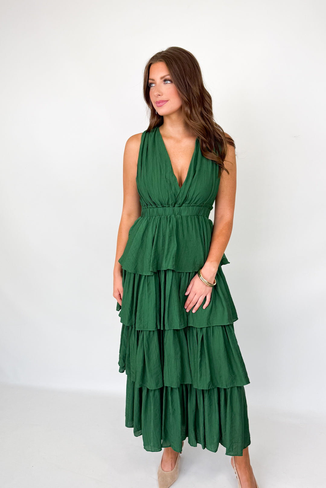 Leah - Green Tiered Maxi Dress