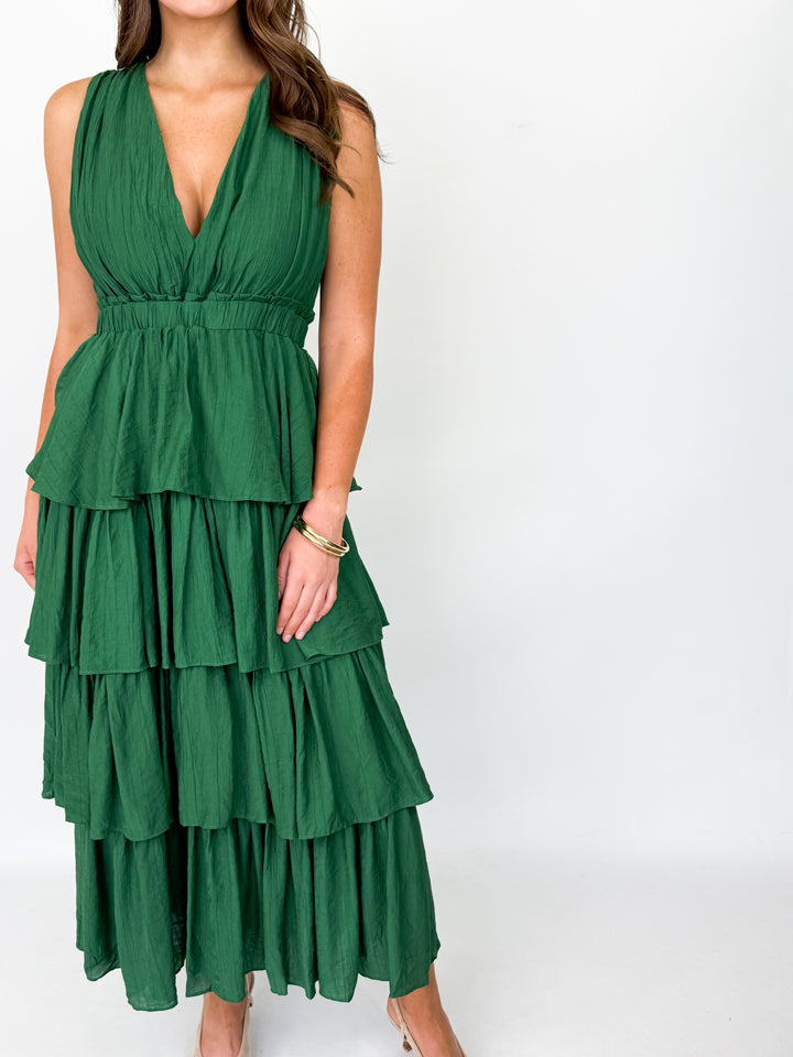 Leah - Green Tiered Maxi Dress