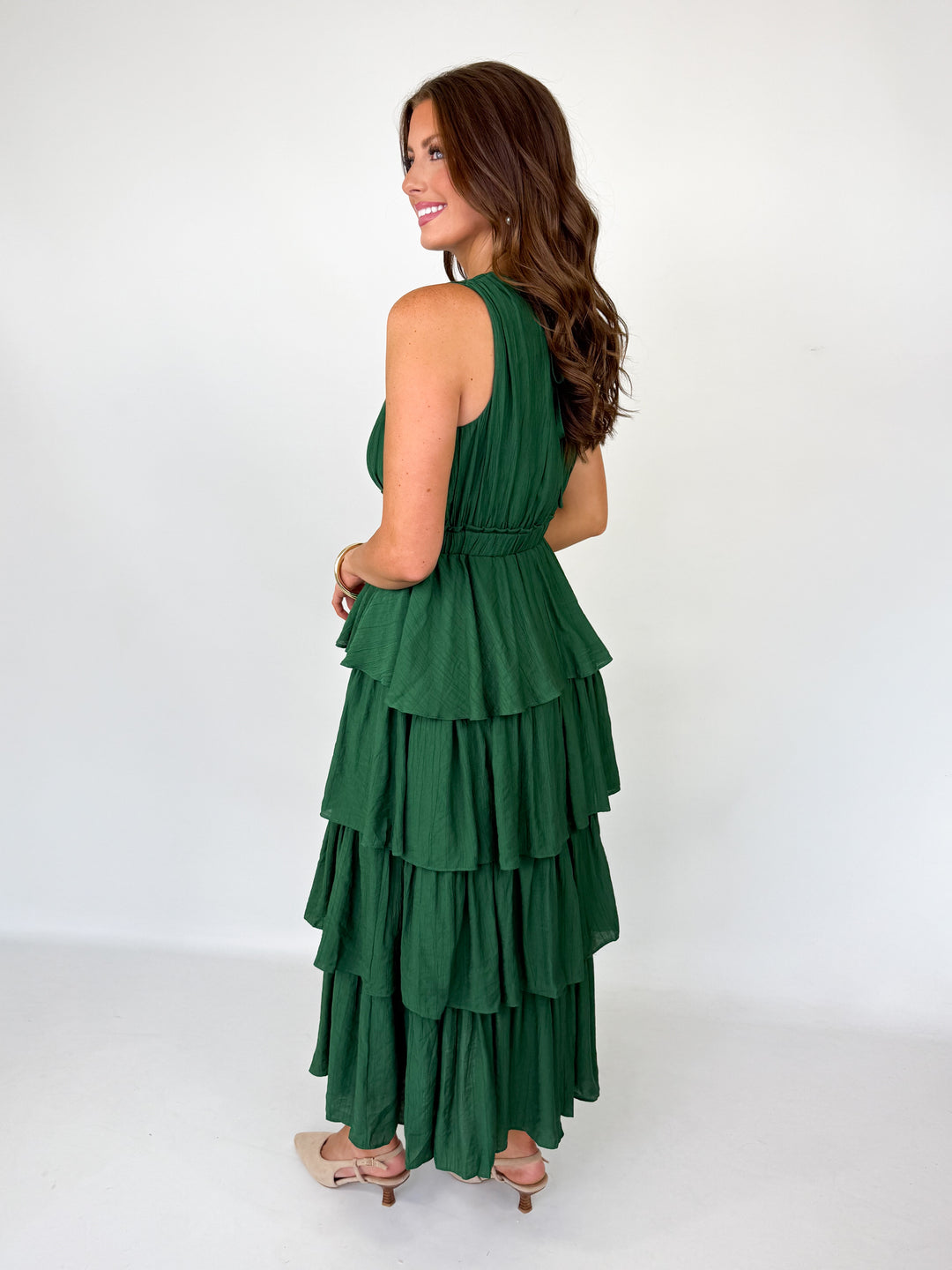 Leah - Green Tiered Maxi Dress