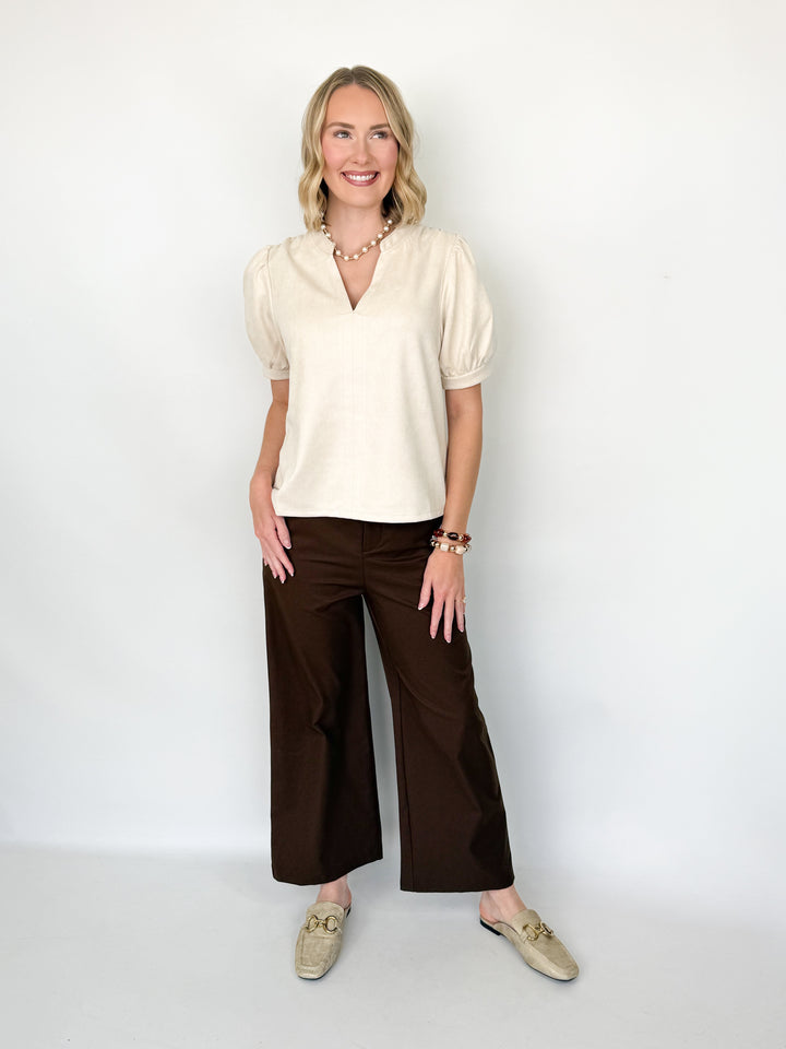Chandler - High Waist Straight Leg Pant (Brown)