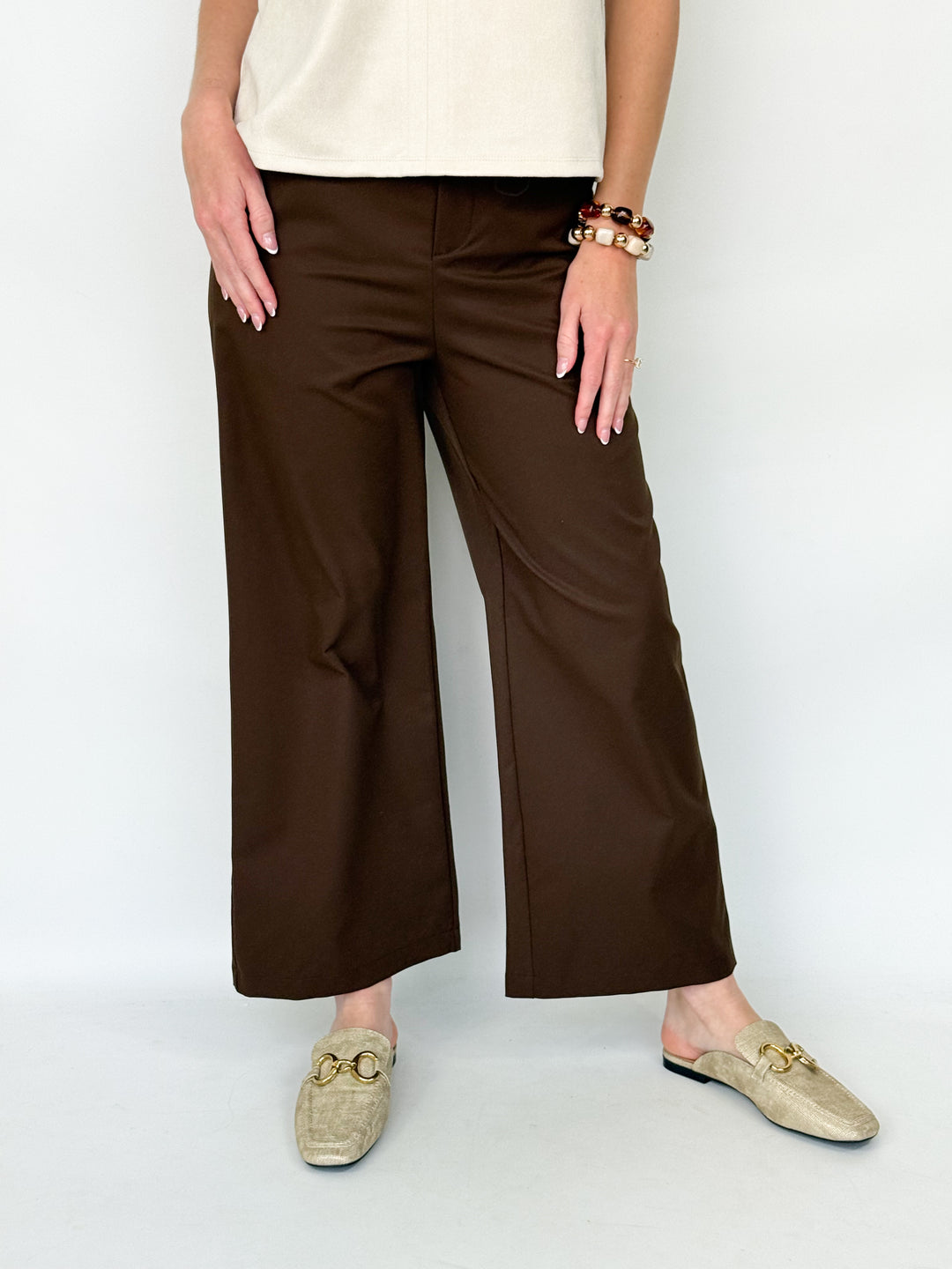 Chandler - High Waist Straight Leg Pant (Brown)
