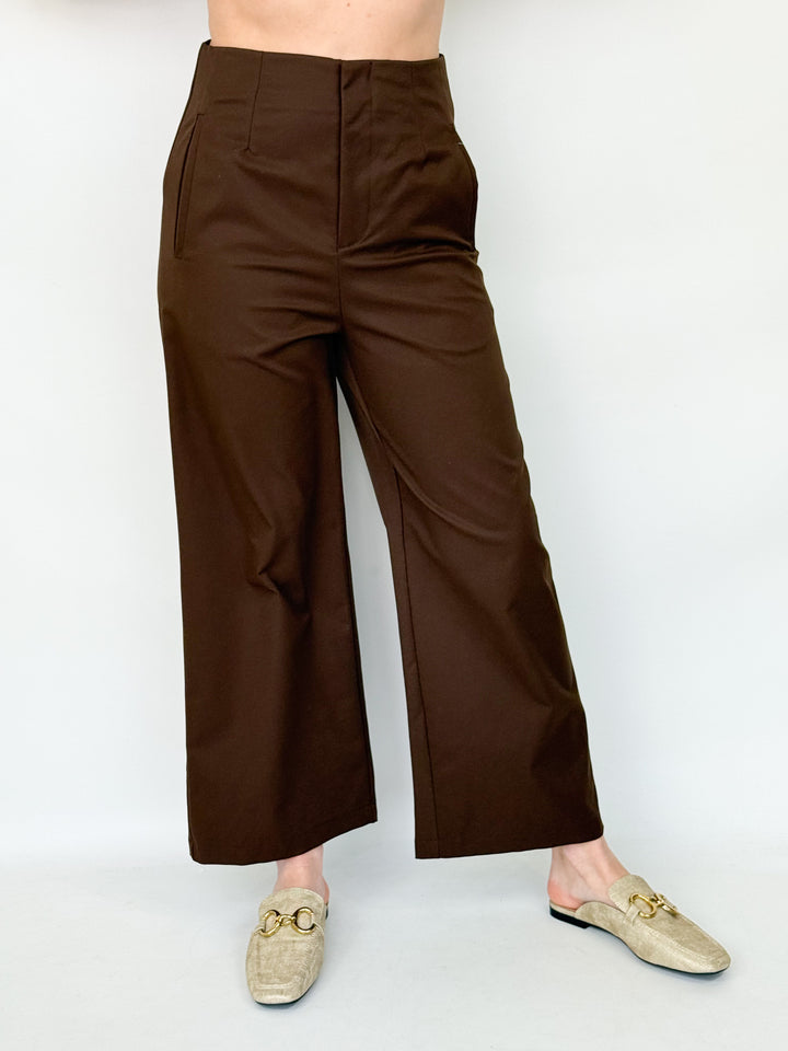 Chandler - High Waist Straight Leg Pant (Brown)