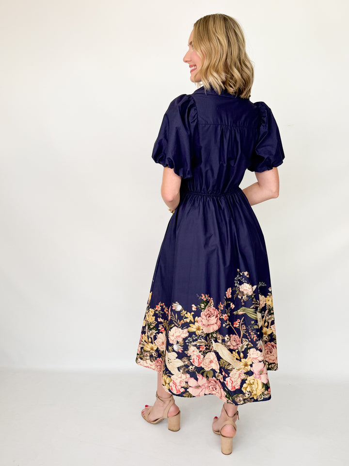 Alice - Navy Floral Midi Dress