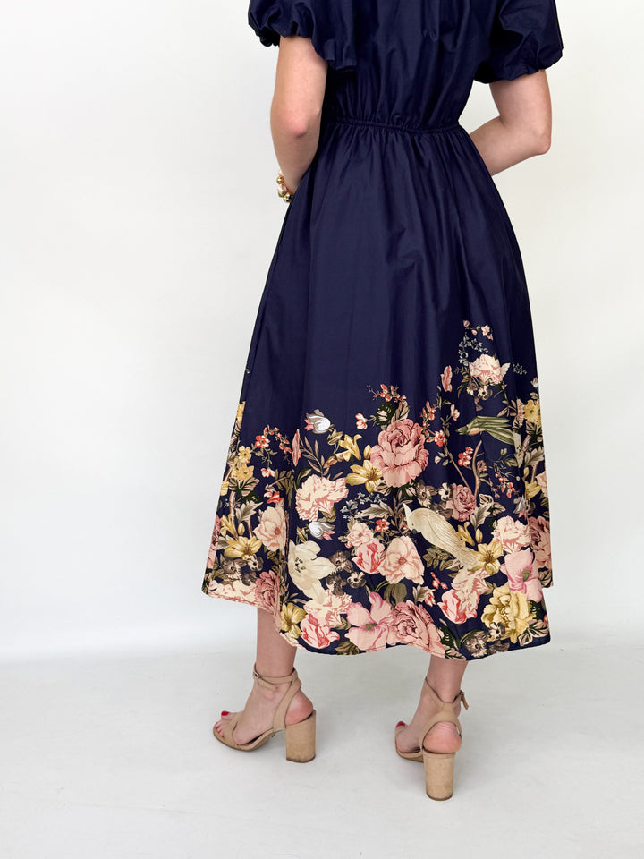 Alice - Navy Floral Midi Dress