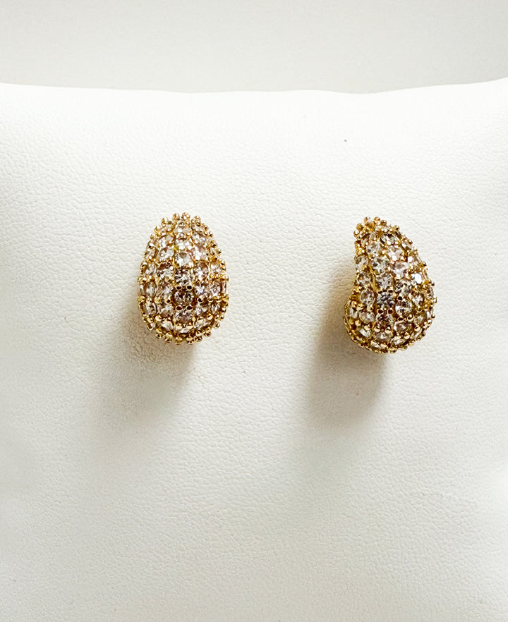 Ainsley - Gold Pavé Teardrop Stud Earrings
