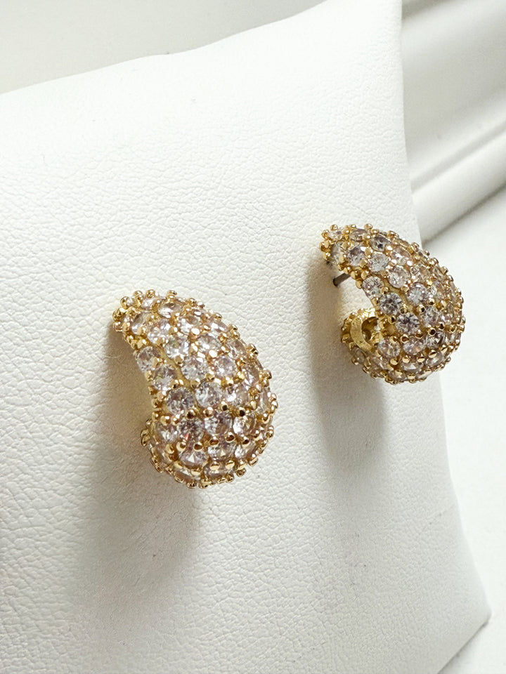 Ainsley - Gold Pavé Teardrop Stud Earrings