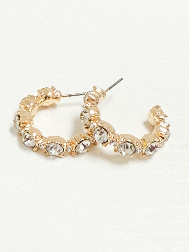 Mandi - Rhinestone Hoop Earrings (Clear)