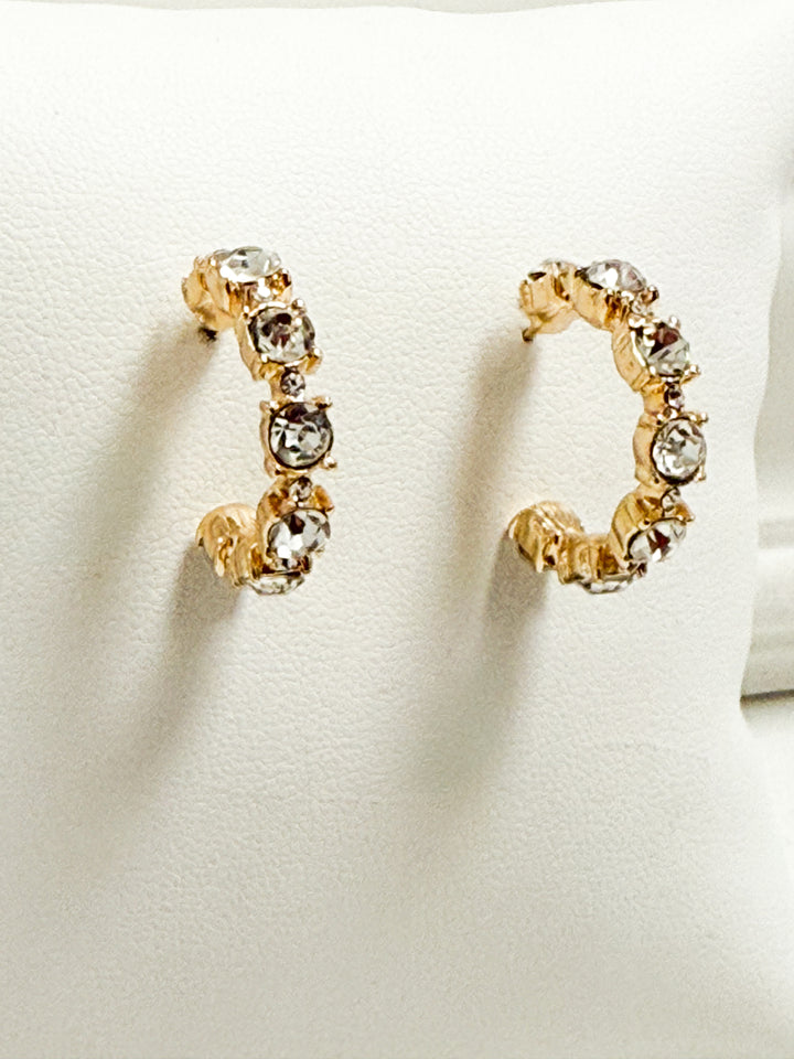 Mandi - Rhinestone Hoop Earrings (Clear)