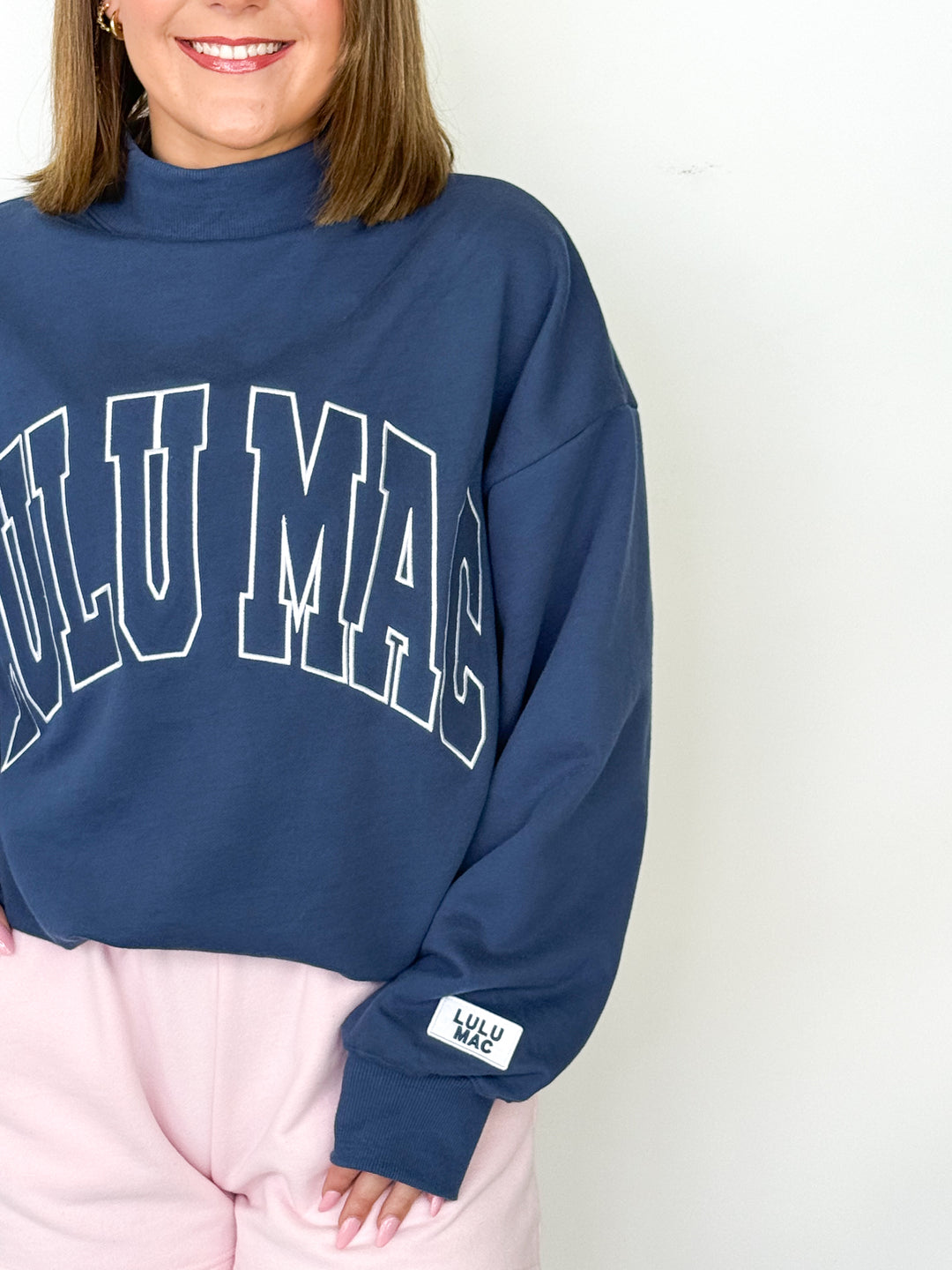 LULU MAC - Stitch Mockneck Terry Cloth Sweatshirt (Navy)