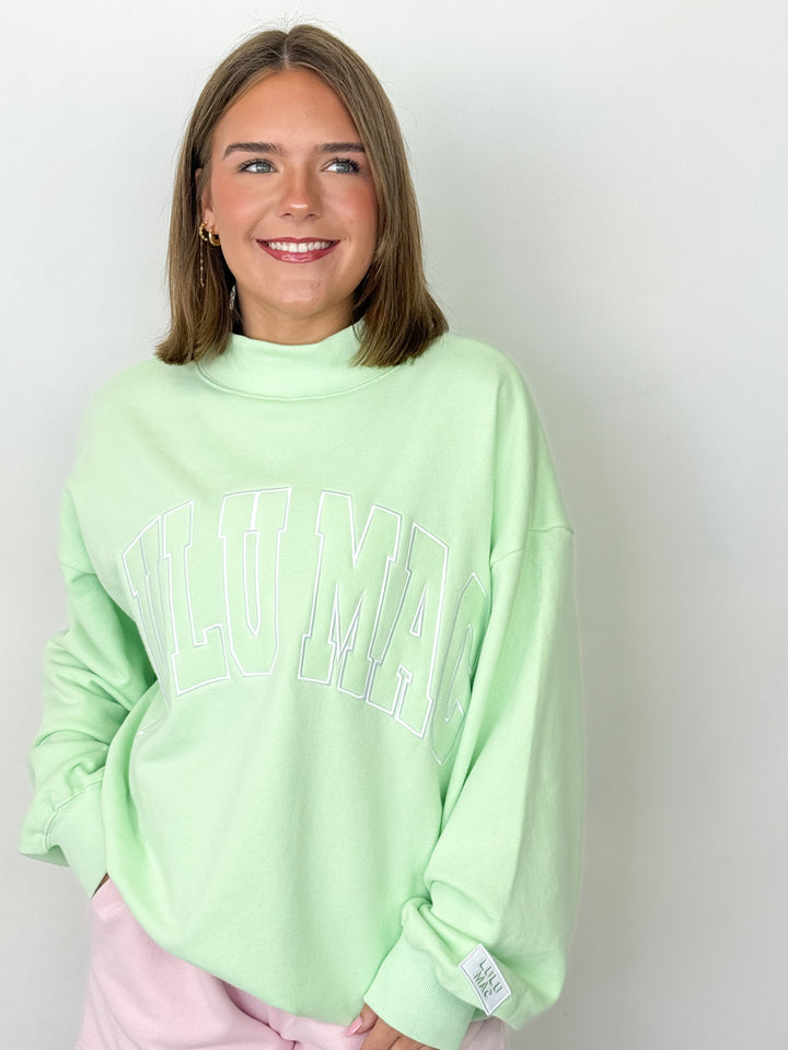 LULU MAC - Stitch Mockneck Terry Cloth Sweatshirt (Mint)