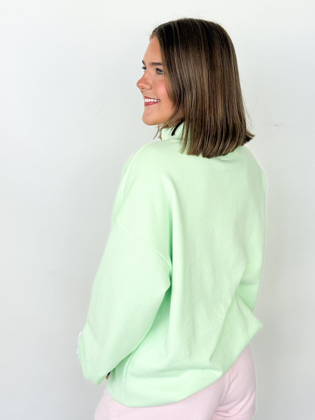 LULU MAC - Stitch Mockneck Terry Cloth Sweatshirt (Mint)