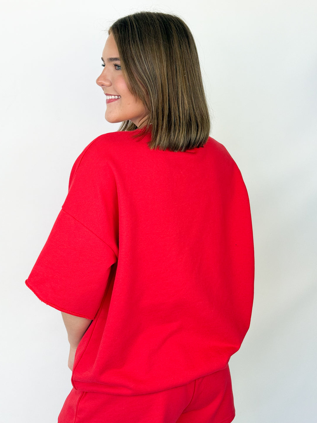 LULU MAC - Short Sleeve Terry Cloth Top (Red)
