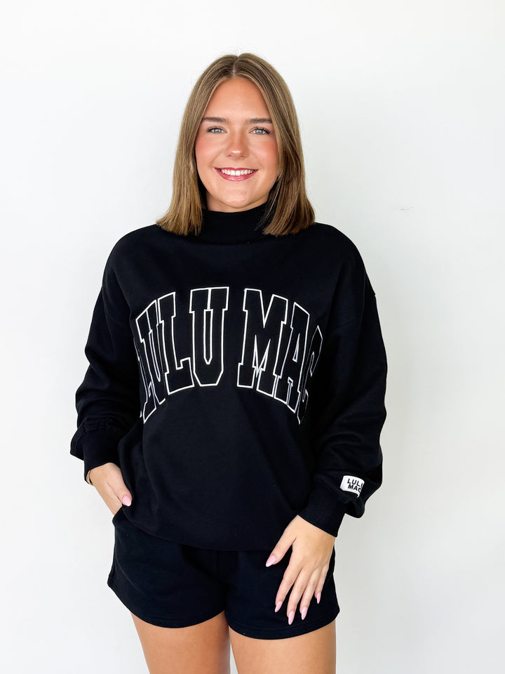 LULU MAC - Stitch Mockneck Terry Cloth Sweatshirt (Black)