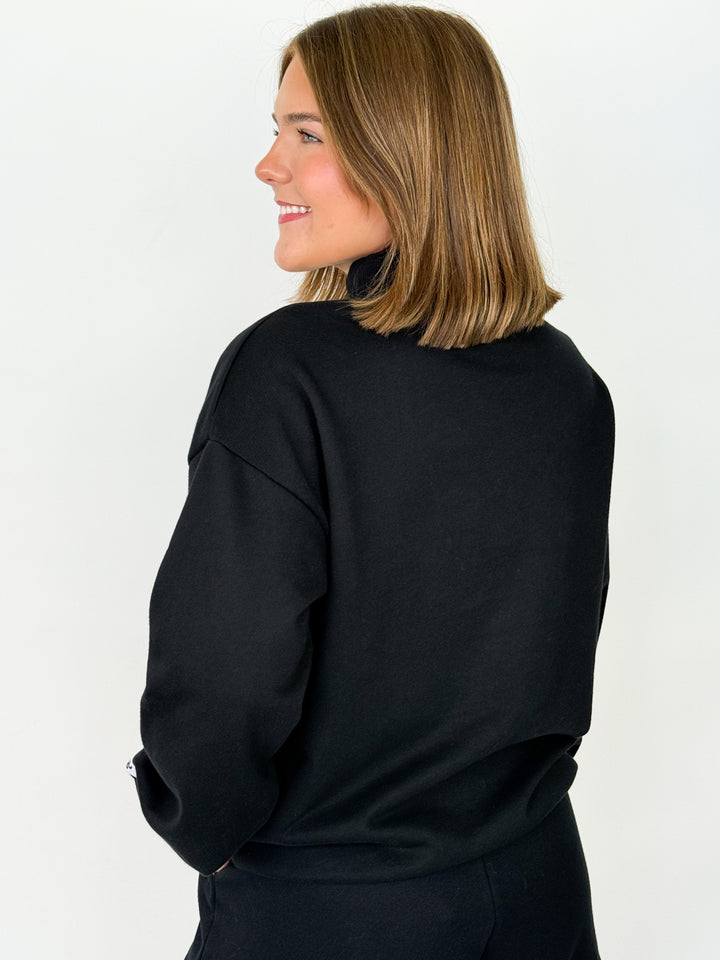 LULU MAC - Stitch Mockneck Terry Cloth Sweatshirt (Black)