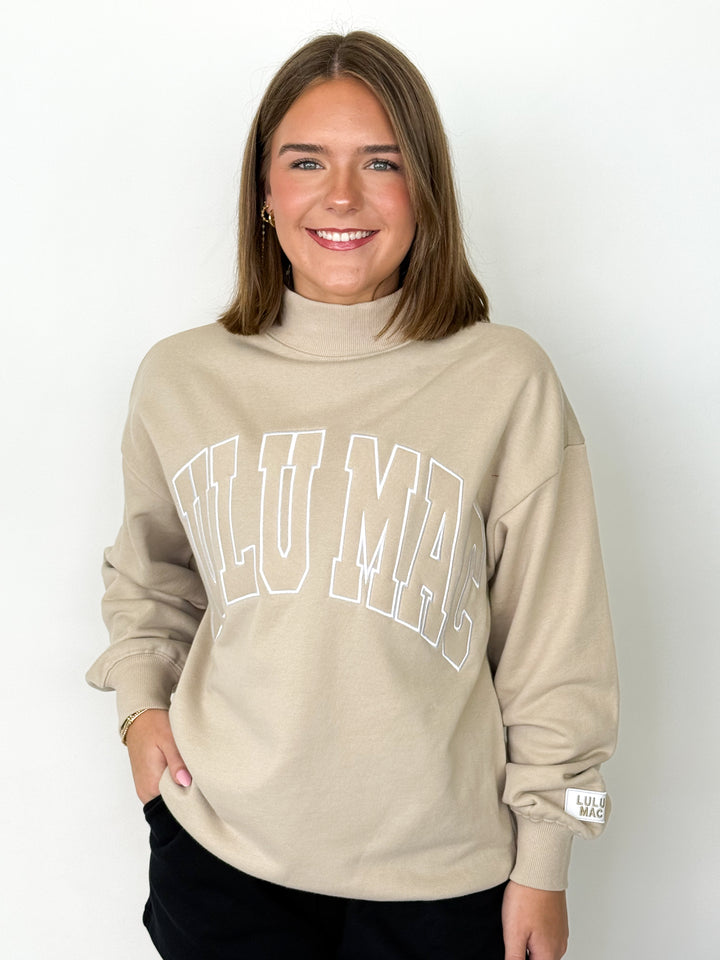 LULU MAC - Stitch Mockneck Terry Cloth Sweatshirt (Sand)