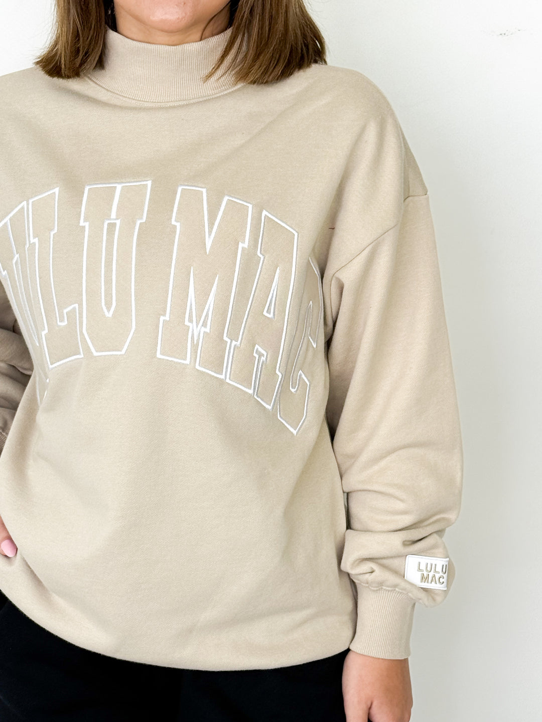 LULU MAC - Stitch Mockneck Terry Cloth Sweatshirt (Sand)