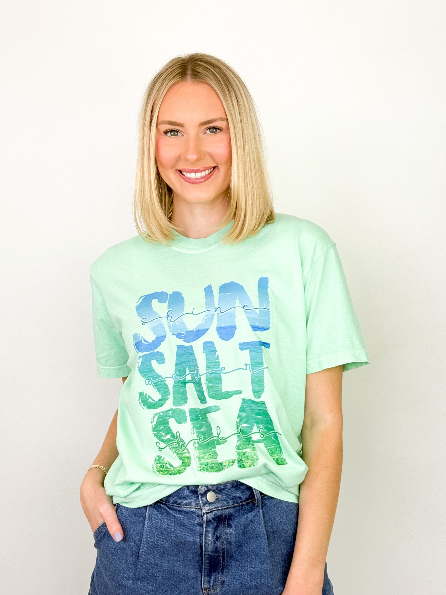 Sun Salt Sea Graphic Tee (Seafoam Green)