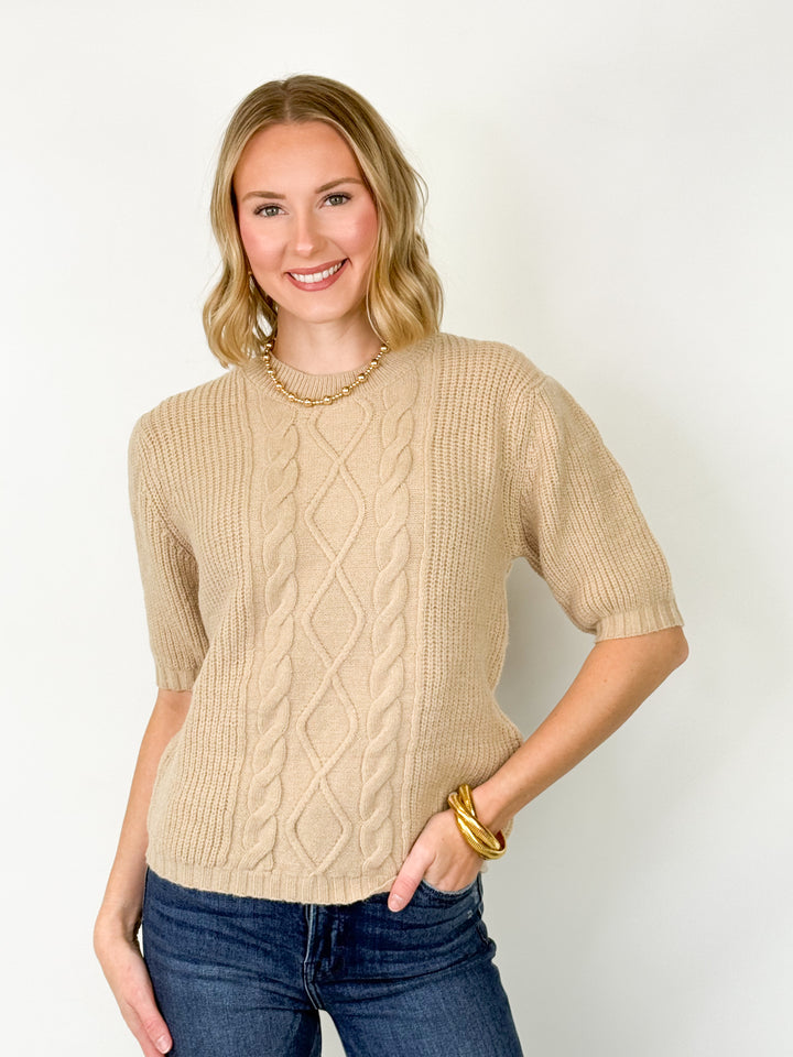 Shannon - Cable Knit Sweater (Taupe)
