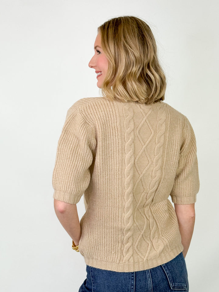 Shannon - Cable Knit Sweater (Taupe)