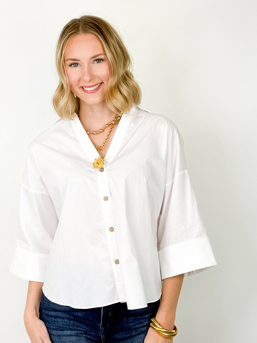Valerie - Button Down White Blouse