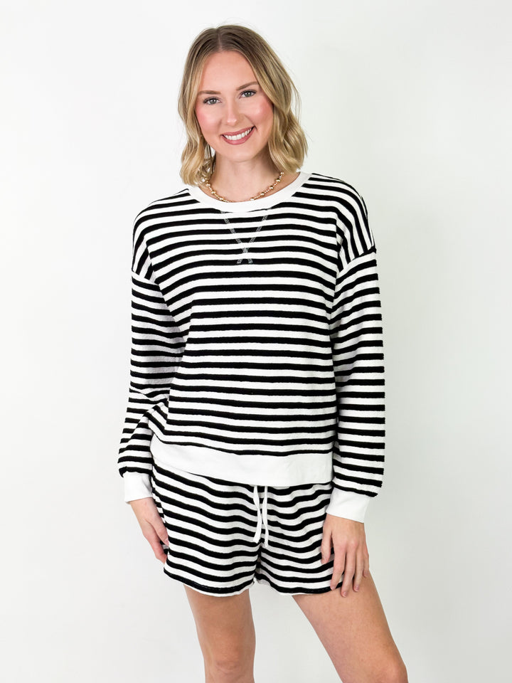 Julie - Black Striped Short Set