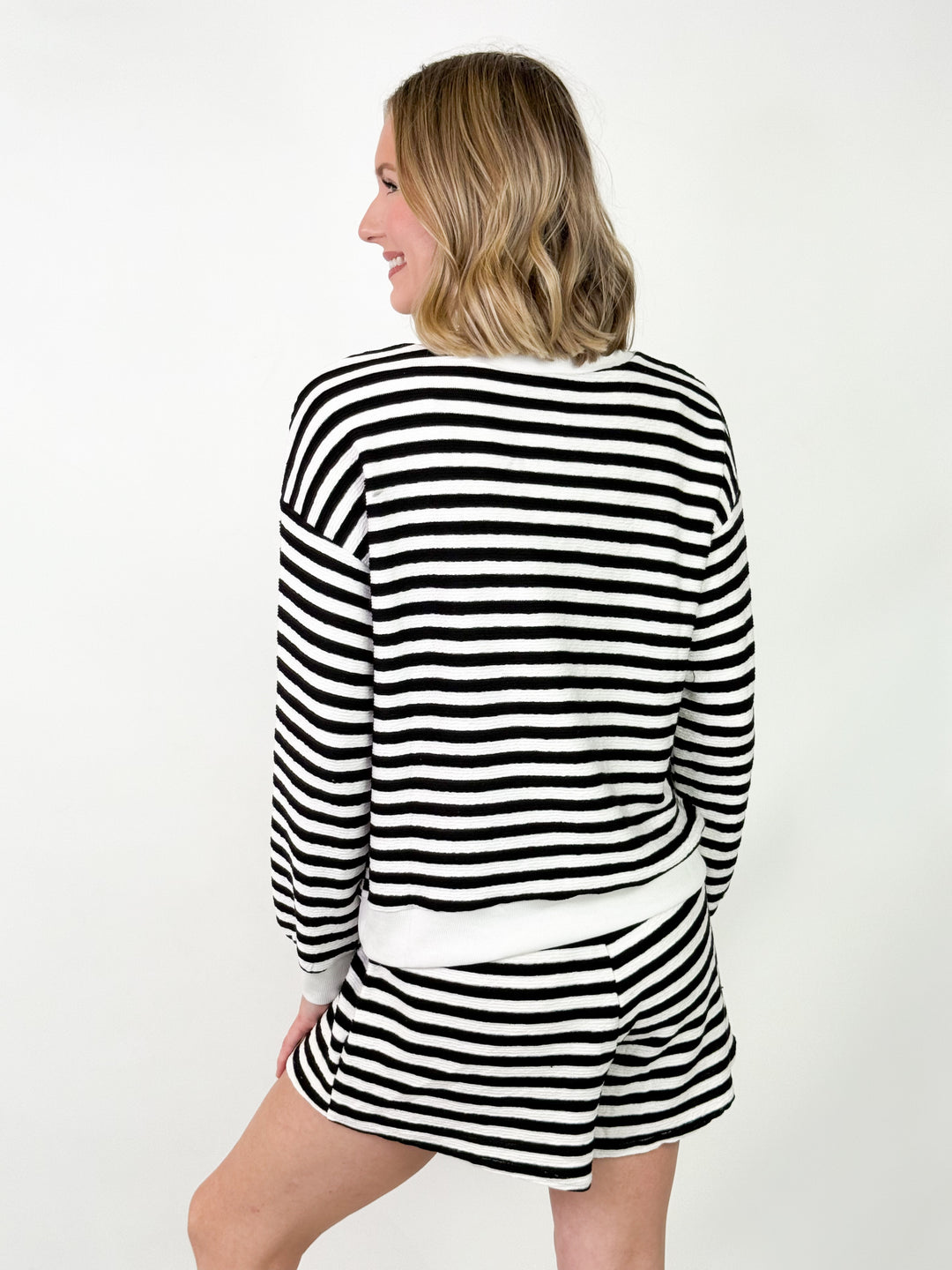 Julie - Black Striped Short Set