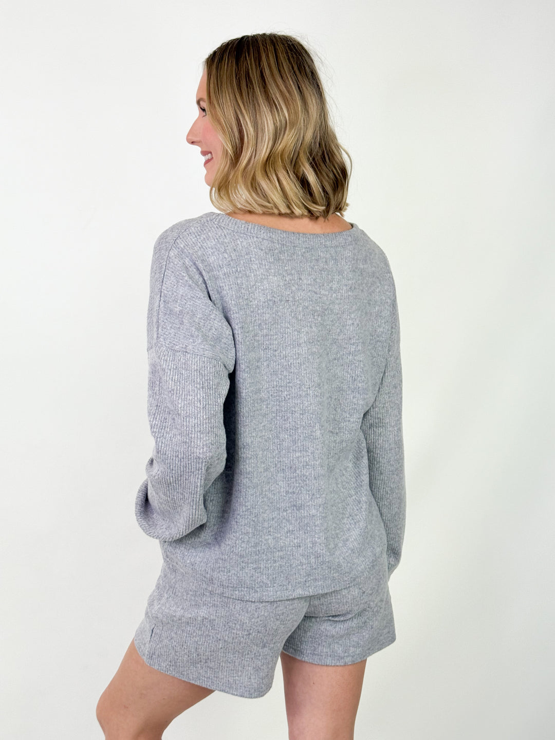 Pam - Brushed Short Set (Heather Grey)