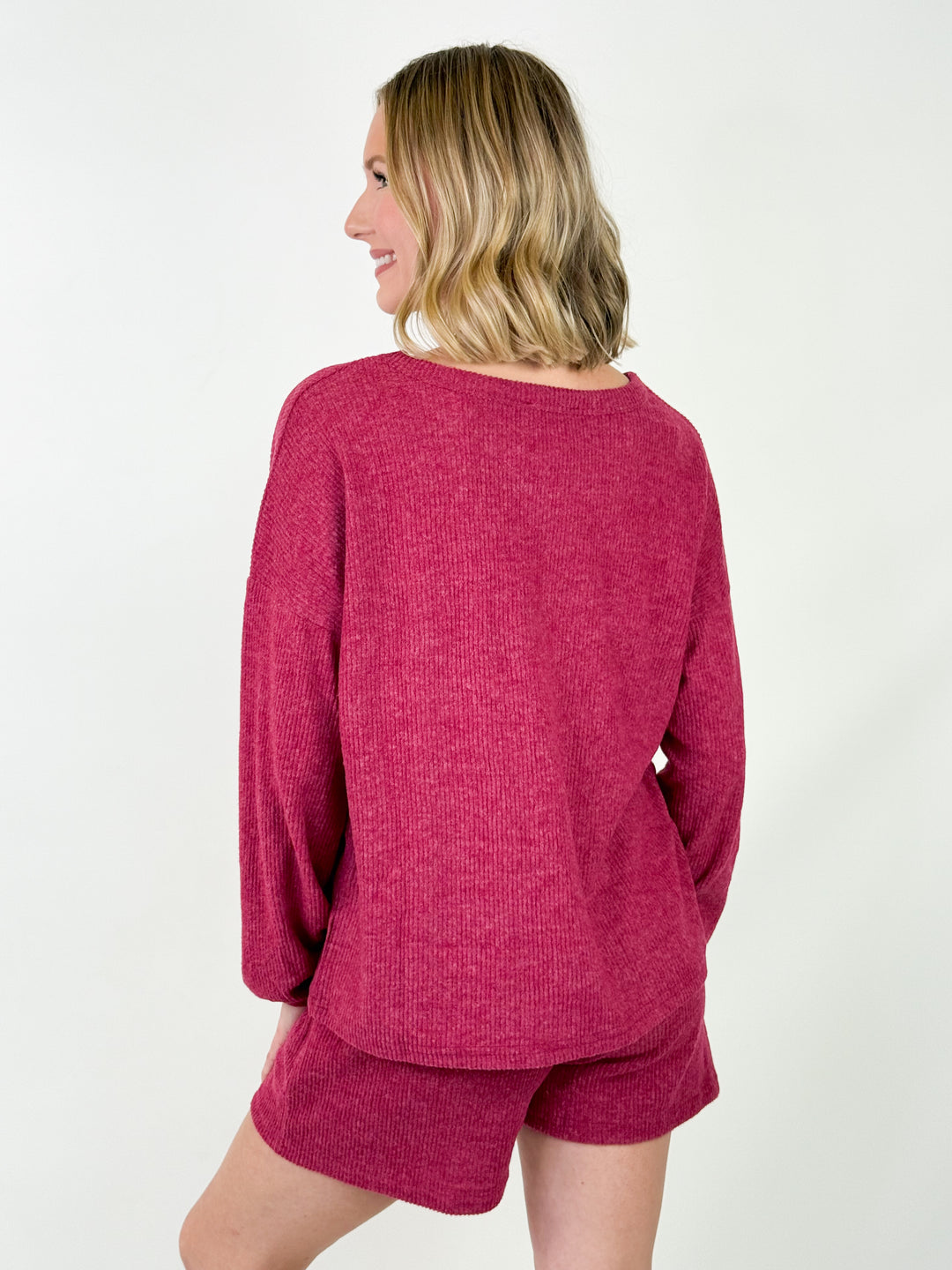 Pam - Brushed Short Set (Maroon)