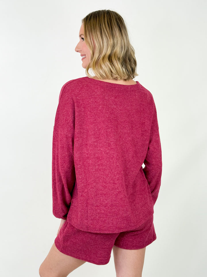 Pam - Brushed Short Set (Maroon)