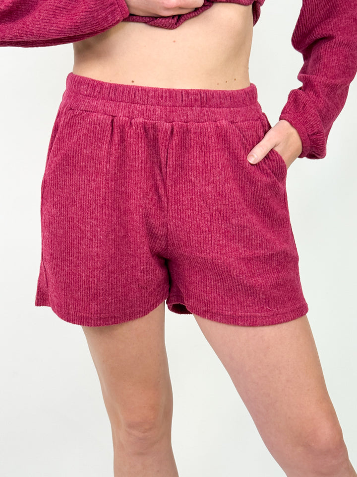 Pam - Brushed Short Set (Maroon)