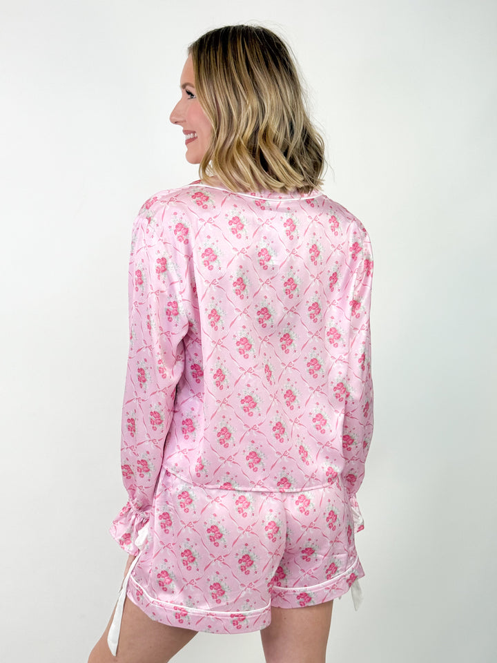 Lilli - Pink Satin Bow Pajama Set