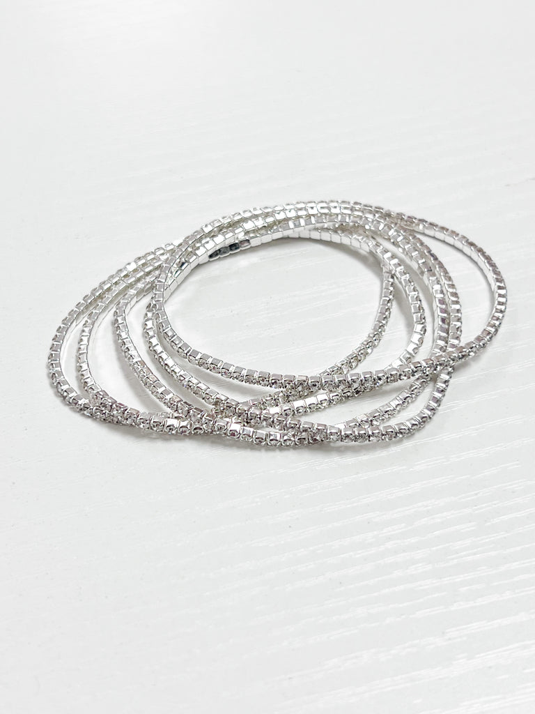 Harper - Rhinestone Bracelet Set (Clear/Silver)