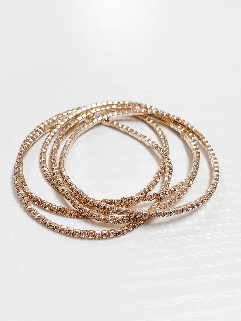 Harper - Rhinestone Bracelet Set (Topaz/Gold)