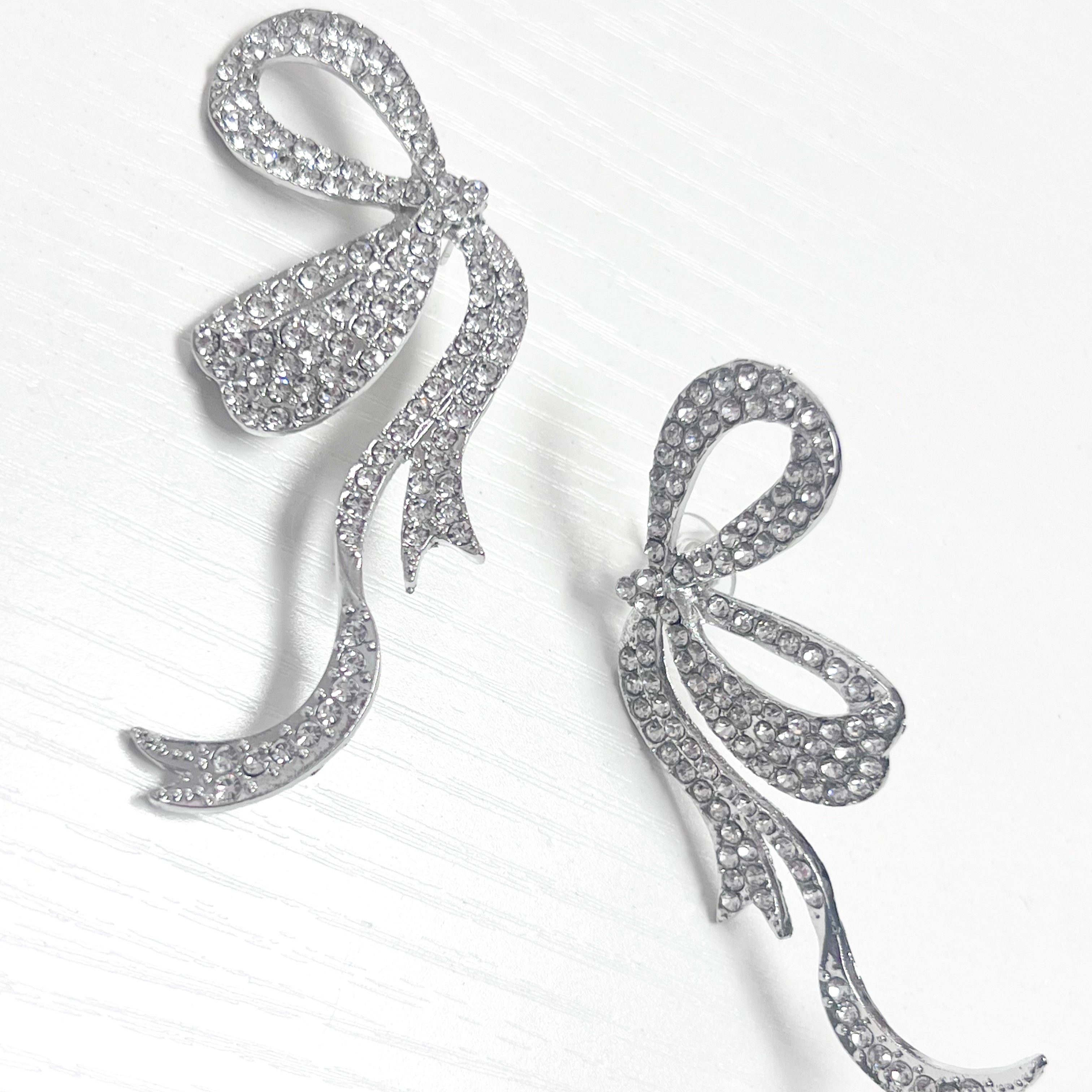 Olivia - Rhinestone Ribbon Earrings