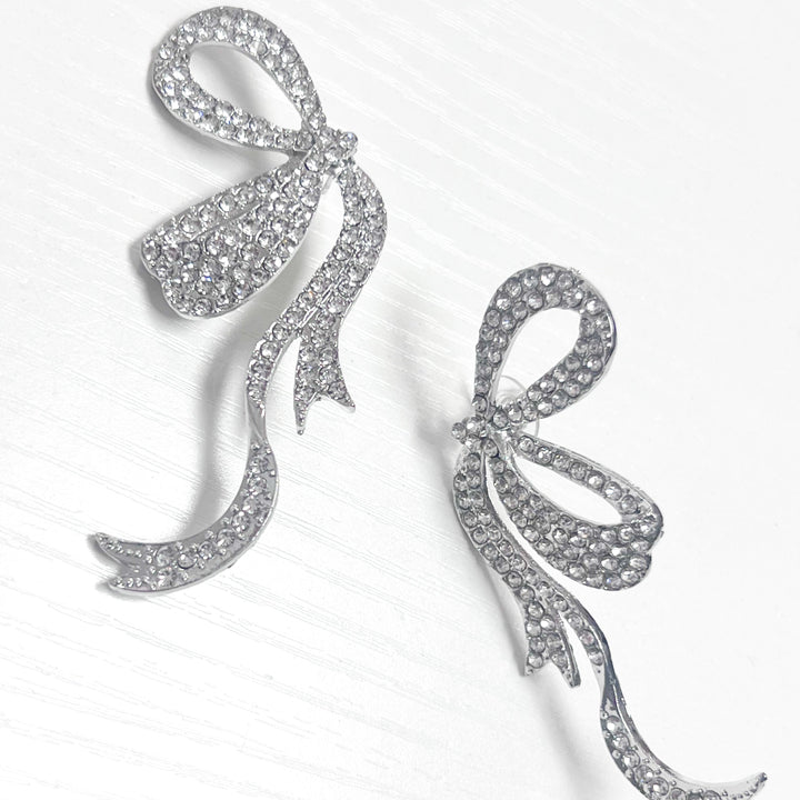 Olivia - Rhinestone Ribbon Earrings
