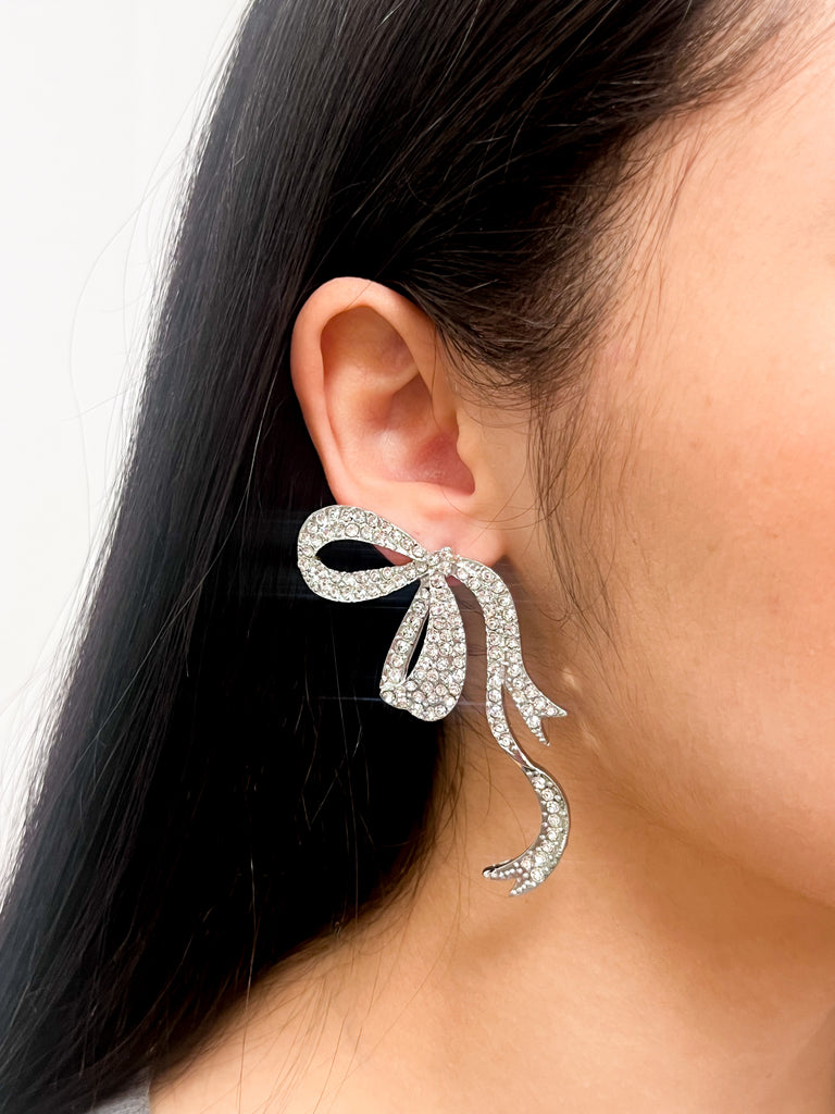Olivia - Rhinestone Ribbon Earrings