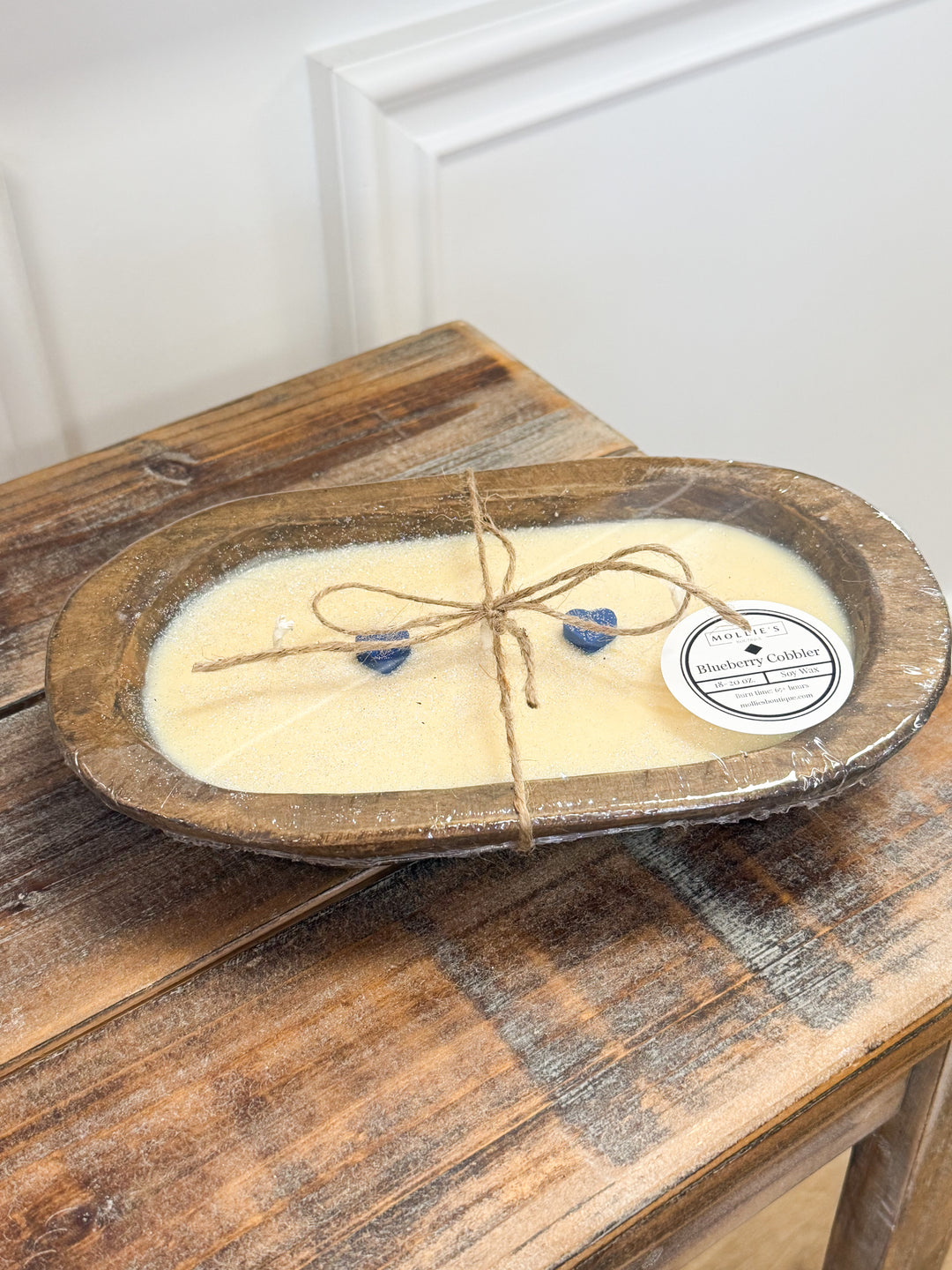 Natural Wood Dough Bowl Candle - Blueberry Cobbler