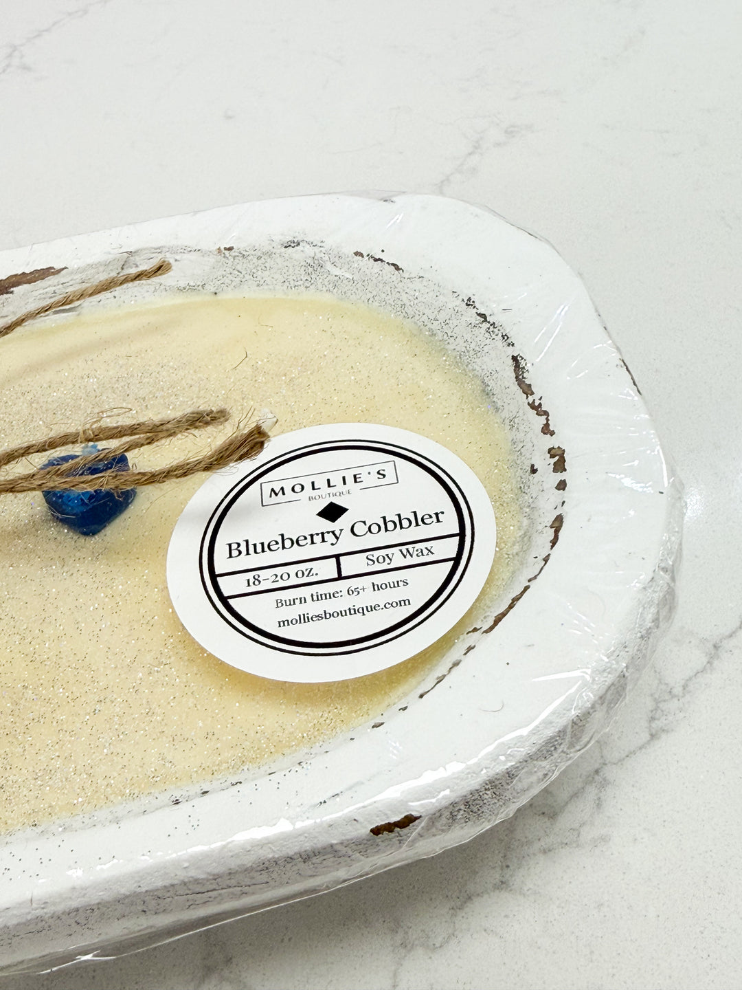 White Wood Dough Bowl Candle - Blueberry Cobbler