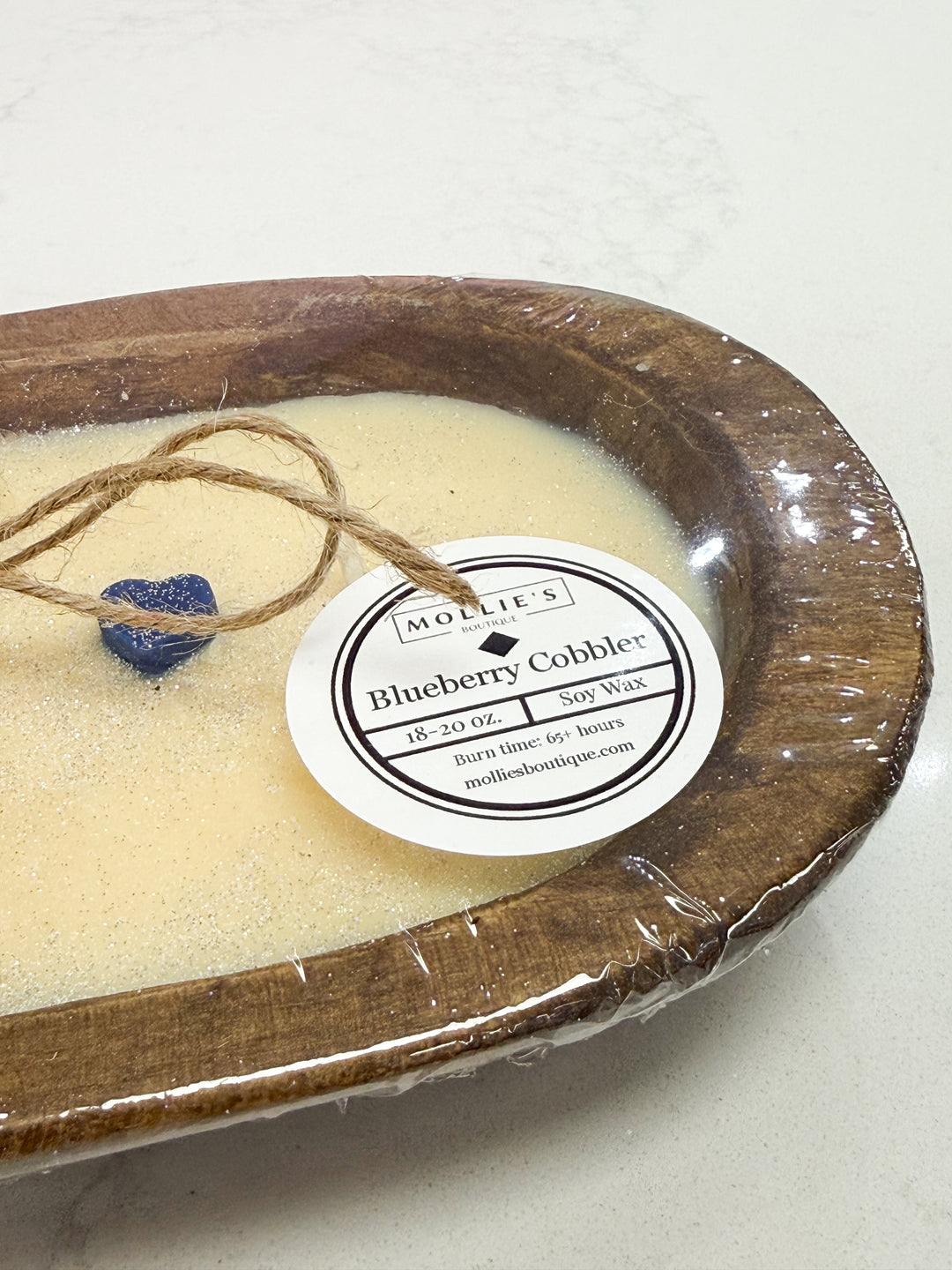 Natural Wood Dough Bowl Candle - Blueberry Cobbler