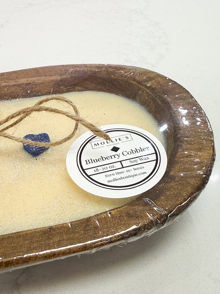 Natural Wood Dough Bowl Candle - Blueberry Cobbler