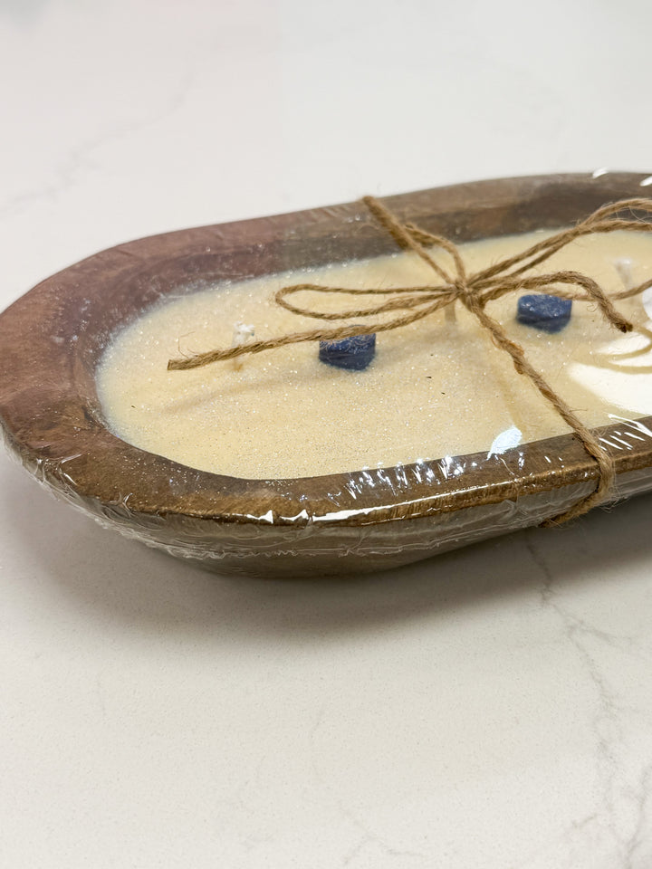 Natural Wood Dough Bowl Candle - Blueberry Cobbler
