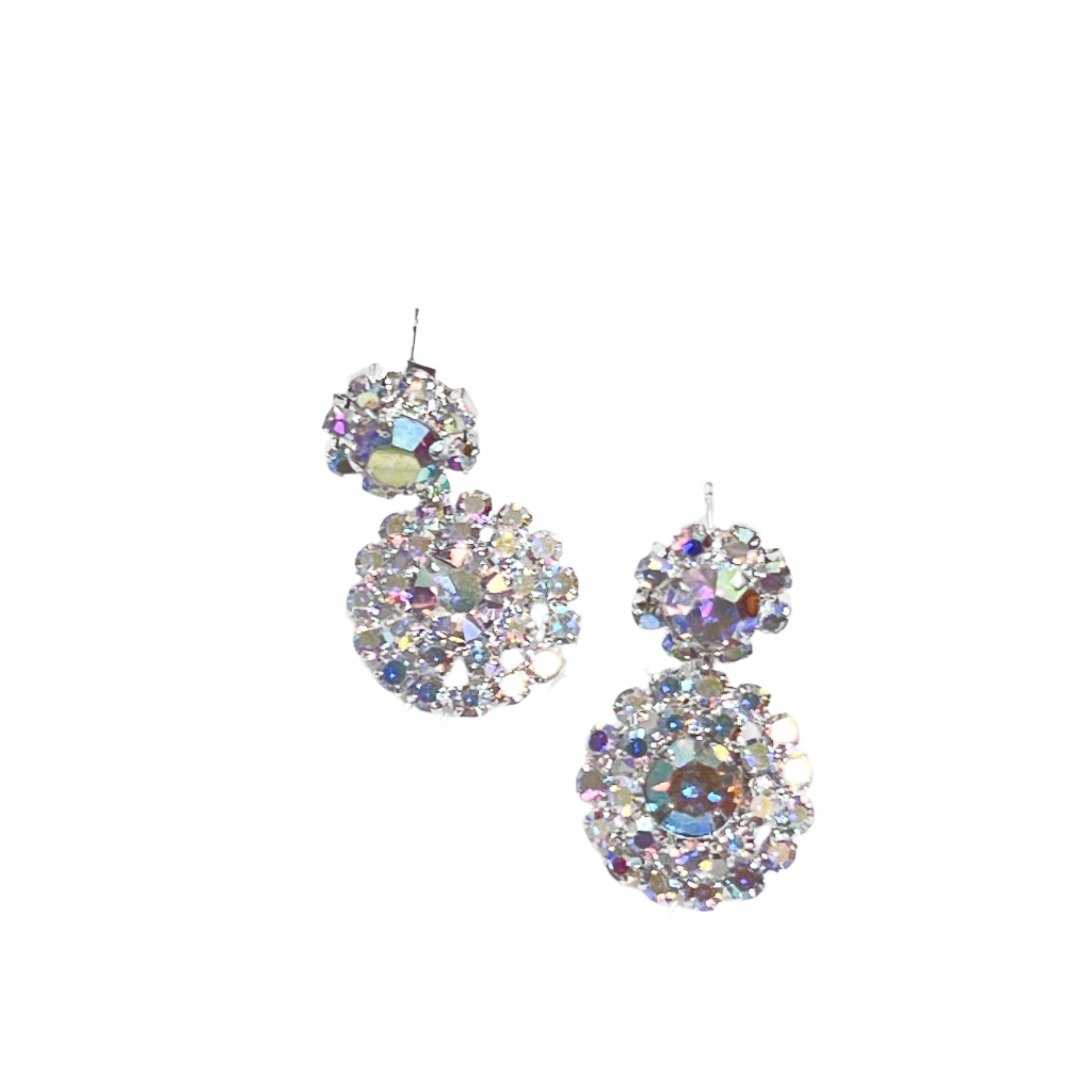 Taylor - AB Rhinestone Statement Earrings (Silver)
