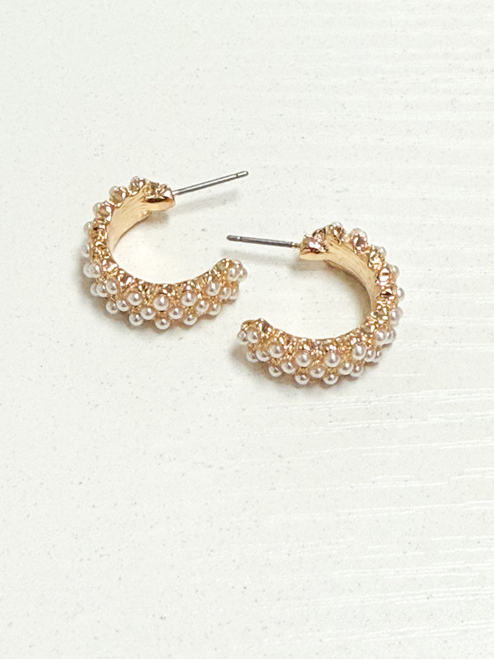 Charly - Pearl Embellished Hoop Earrings