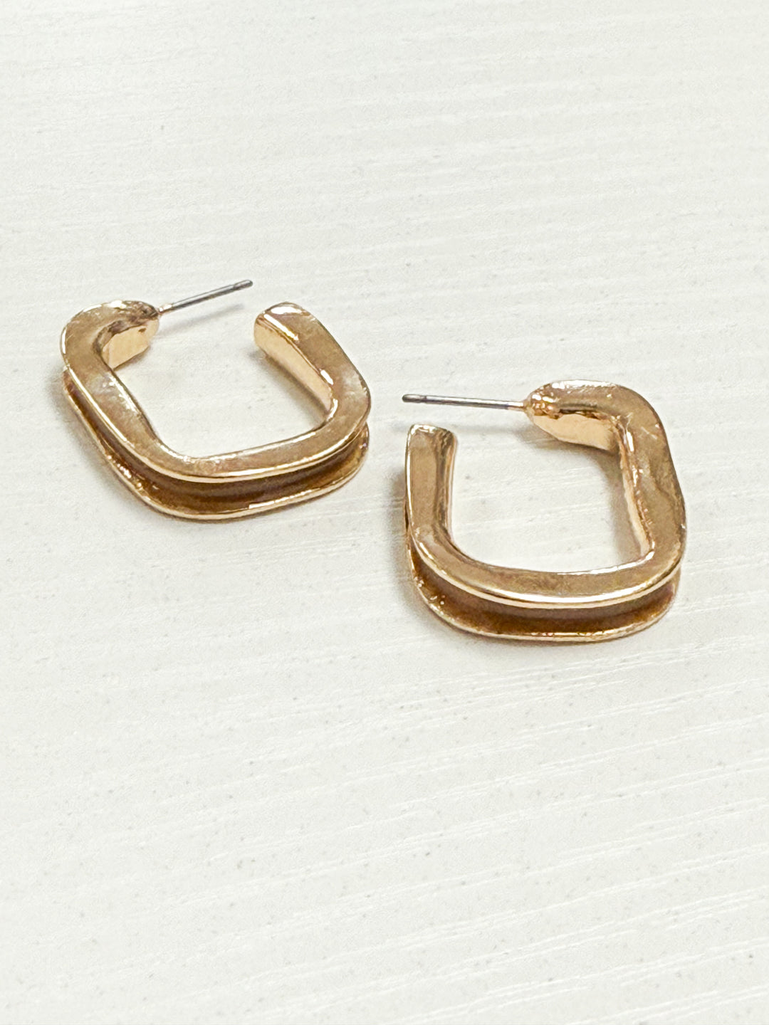 Madie - Brown Enamel Square Hoops
